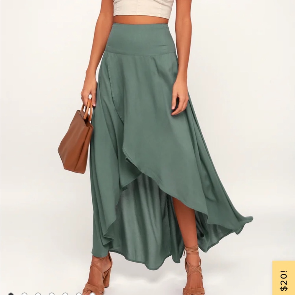 O’Neill dark sage high low skirt